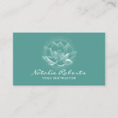 ロータスフラワー白熱［赤熱］光を放つティール（緑がかった色）ウェルネスヨガインストラクター 名刺 (正面)