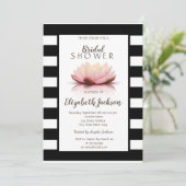 ロータスフラワー白黒ストライプブライダルシャワー 招待状 (スタンド正面)