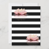 ロータスフラワー白黒ストライプブライダルシャワー 招待状 (裏面)