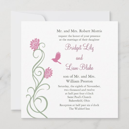 ロータスフラワー結婚式招待状(白) 招待状 (正面)