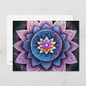 ロータスフラワー聖体幾何学スロートチャクラ霊気 ポストカード (正面/裏面)