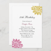 ロータスフラワー誕生日招待状 招待状 (正面/裏面)