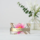 ロータスフラワー金ゴールドグリッターマーブルヨガ 名刺 (スタンド正面)