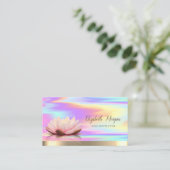 ロータスフラワー金ゴールドヨガインストラクターホログラフィック 名刺 (スタンド正面)