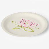 ロータスフラワー/ウォーターリリーイラストレーション ペーパープレート (アングル)