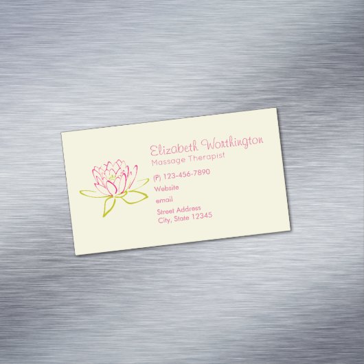 ロータスフラワー/ウォーターリリーイラストレーション マグネット名刺 (インサイチュ)
