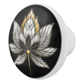 ロータスフラワー – ブラック、パール、金ゴールド セラミックノブ (右)