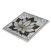 ロータスフラワー – ブラック、パール、金ゴールド タイル (側面)