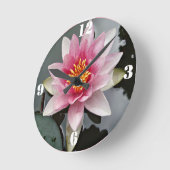 ロータスフラワー《植物》スイレンフローラプリント ラウンド壁時計 (傾斜)
