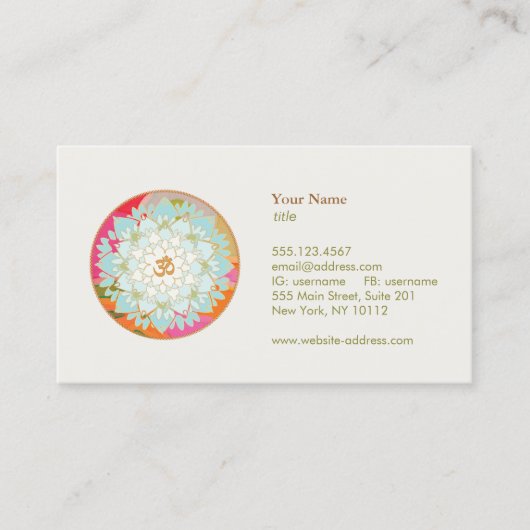 ロータスフラワーOMシンボルヨガ瞑想先生 名刺 (正面)