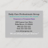 ロータスフレンドリー陽気プロフェッショナル介護者 名刺 (裏面)