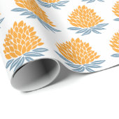 ロータスフロワーズブルーオレンジホリデーギフト ラッピングペーパー (ロールコーナー)