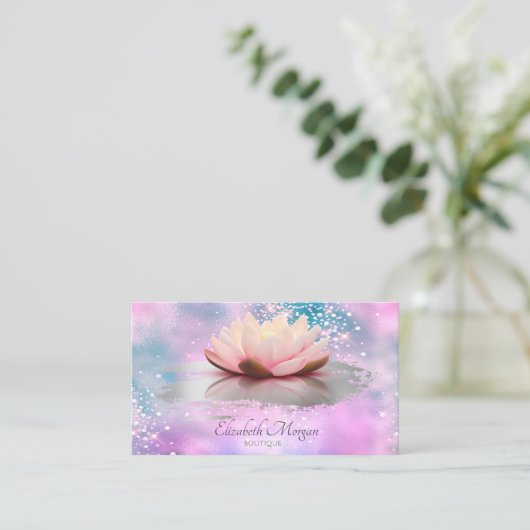 ロータスブモダンラシストロークカッコいいホログラフィック 名刺 (スタンド正面)