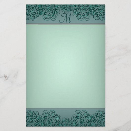 ロータスブロッサム（ヘナ）(ティール（緑がかった色）) 便箋 (正面)