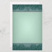 ロータスブロッサム（ヘナ）(ティール（緑がかった色）) 便箋 (正面/裏面)