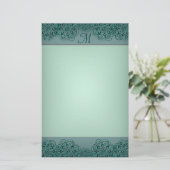 ロータスブロッサム（ヘナ）(ティール（緑がかった色）) 便箋 (スタンド正面)