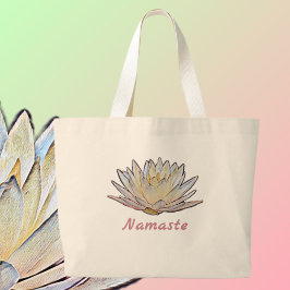 ロータスブロッサム《植物》スイレンフラワーパステルフローラ ラージトートバッグ