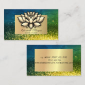 ロータスプロフェッショナル、金ゴールドフレームグリーン《写真》ぼけ味 名刺 (正面/裏面)
