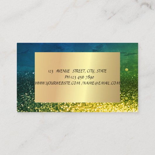 ロータスプロフェッショナル、金ゴールドフレームグリーン《写真》ぼけ味 名刺 (裏面)