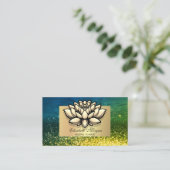 ロータスプロフェッショナル、金ゴールドフレームグリーン《写真》ぼけ味 名刺 (スタンド正面)