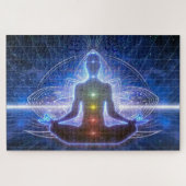 ロータスポジションでのヨガ瞑想とチャクラ ジグソーパズル (横)