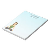 ロータスポーズのヨガウーマンとヨガインストラクター文字 ノートパッド (回転)