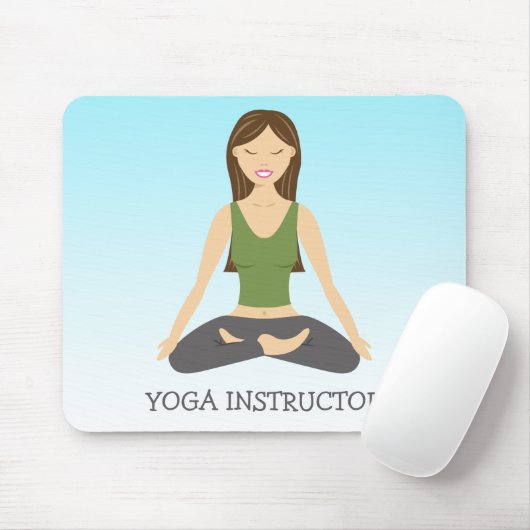 ロータスポーズのヨガウーマンとヨガインストラクター文字 マウスパッド (マウス)