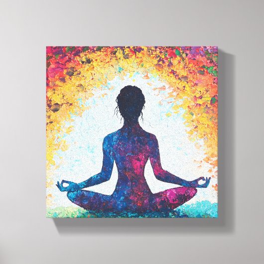 ロータスポーズウォールアート:セレニティ開花 キャンバスプリント (正面)