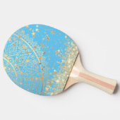 ロータスマンダラと金ゴールド星グリッターオンブルー 卓球ラケット (横)