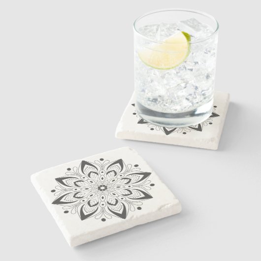 ロータスマンダラデザインサンドストーンコースター ストーンコースター (横)
