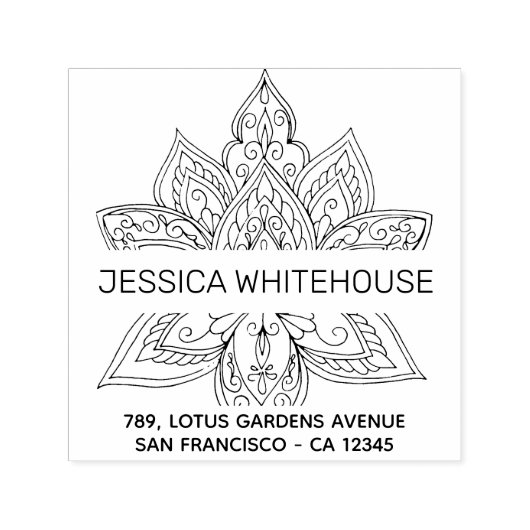 ロータスマンダラネーム差出人住所 セルフインキングスタンプ (デザイン)