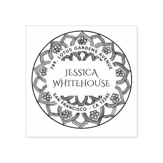 ロータスマンダラフローラ名差出人住所 ラバースタンプ (インプリント)