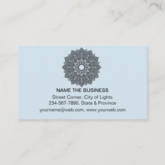 ロータスマンダラヨガインストラクターブルーホワイトフィットネス 名刺 (裏面)