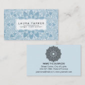 ロータスマンダラヨガインストラクターブルーホワイトフィットネス 名刺 (正面/裏面)