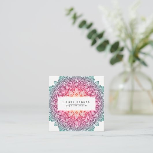 ロータスマンダラヨガインストラクター瞑想ホリスティック スクエア名刺 (スタンド正面)