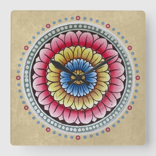 ロータスマンダラ時計 スクエア壁時計 (正面)