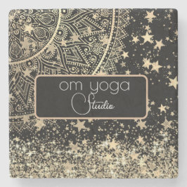 ロータスマンダラ金ゴールド星オンブラックカスタマイズ ストーンコースター