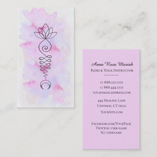~ロータスムーンエネルギーヒーラーヨガ霊気 名刺 (正面/裏面)