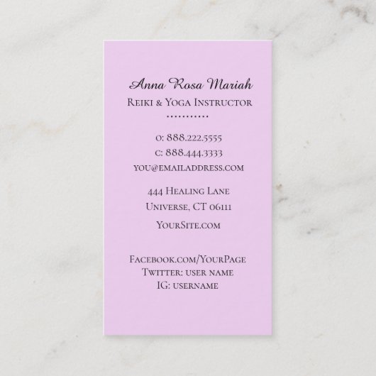 ~ロータスムーンエネルギーヒーラーヨガ霊気 名刺 (裏面)