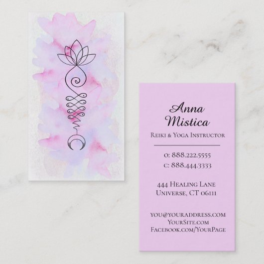 **ロータスムーン – エナジーヒーラーヨガ霊気 名刺 (正面/裏面)