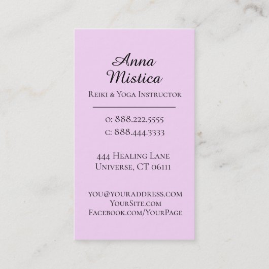 **ロータスムーン – エナジーヒーラーヨガ霊気 名刺 (裏面)