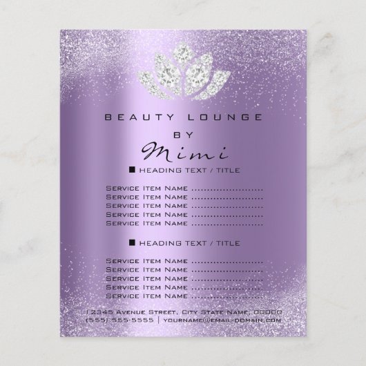 ロータスメイクアップ美しいサロン価格表火花紫 チラシ (正面)