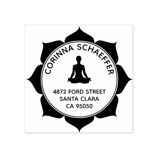 ロータスメディテーションラウンド差出人住所ラバースタンプ ラバースタンプ (インプリント)