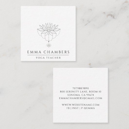 ロータスメディテーション先生 スクエア名刺 (正面/裏面)