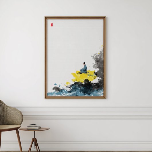 ロータスメディテーション禅アートミニマリストプリント ポスター