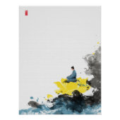 ロータスメディテーション禅アートミニマリストプリント ポスター (正面)