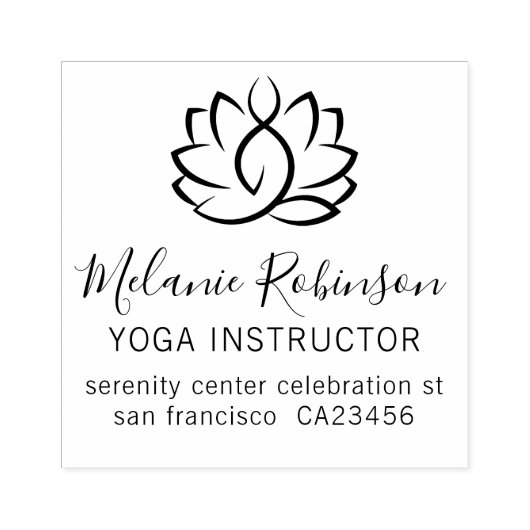 ロータスメディテーション&ヨガ先生カスタムアドレス ラバースタンプ (インプリント)