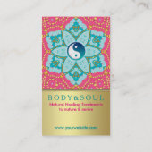 ロータスヨガアクアピンク金ゴールド名刺 名刺 (裏面)