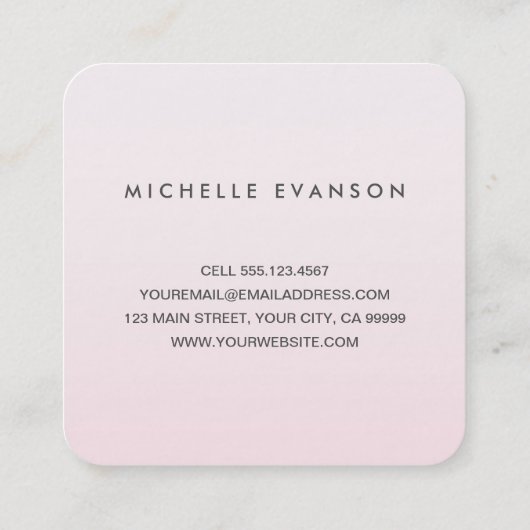 ロータスヨガインストラクターエレガント赤面ピンク スクエア名刺 (裏面)