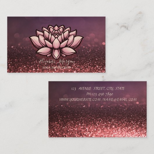 ロータスヨガインストラクターブルゴーニュ《写真》ぼけ味 名刺 (正面/裏面)